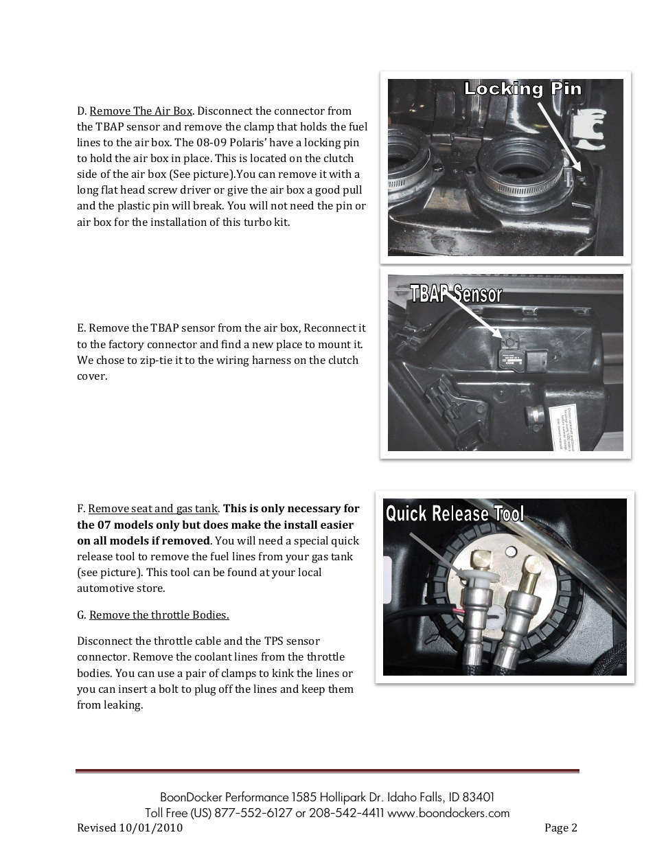 BoonDocker POLARIS: 2007-10 Dragon Pump Gas User Manual | Page 2 / 19