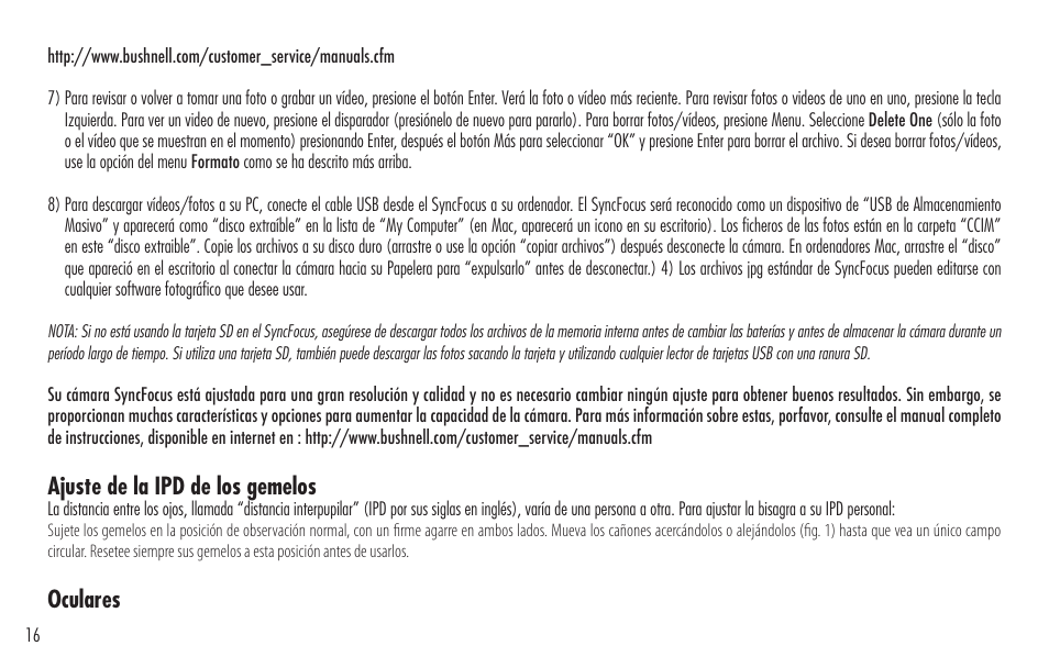 Ajuste de la ipd de los gemelos, Oculares | Bushnell ImageView 98-0917/04-09 User Manual | Page 16 / 38