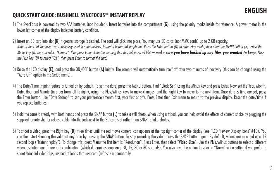 English | Bushnell ImageView 98-0917/04-09 User Manual | Page 3 / 38