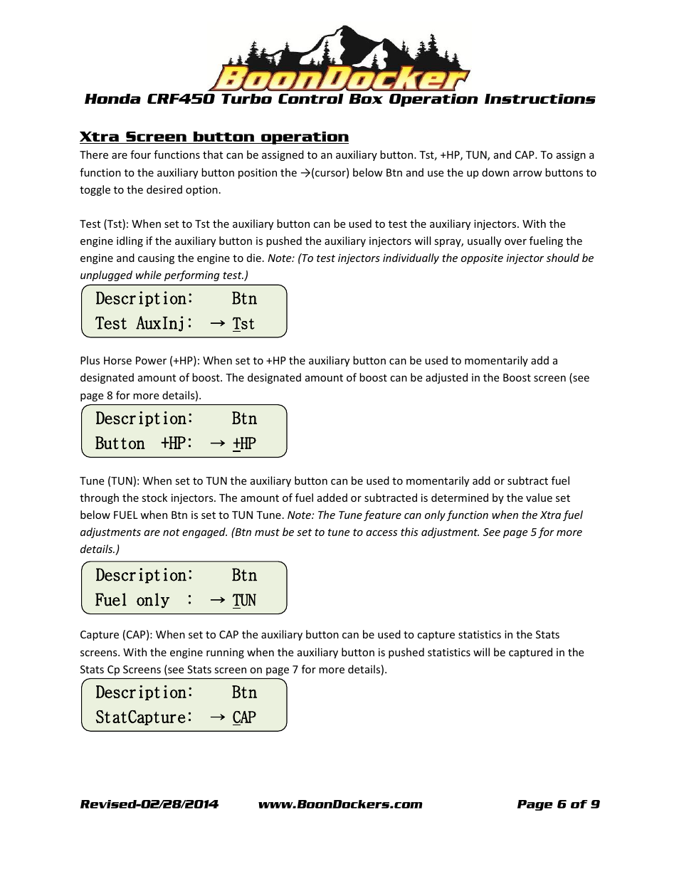 BoonDocker HONDA CRF: 450 Box Operation User Manual | Page 6 / 9