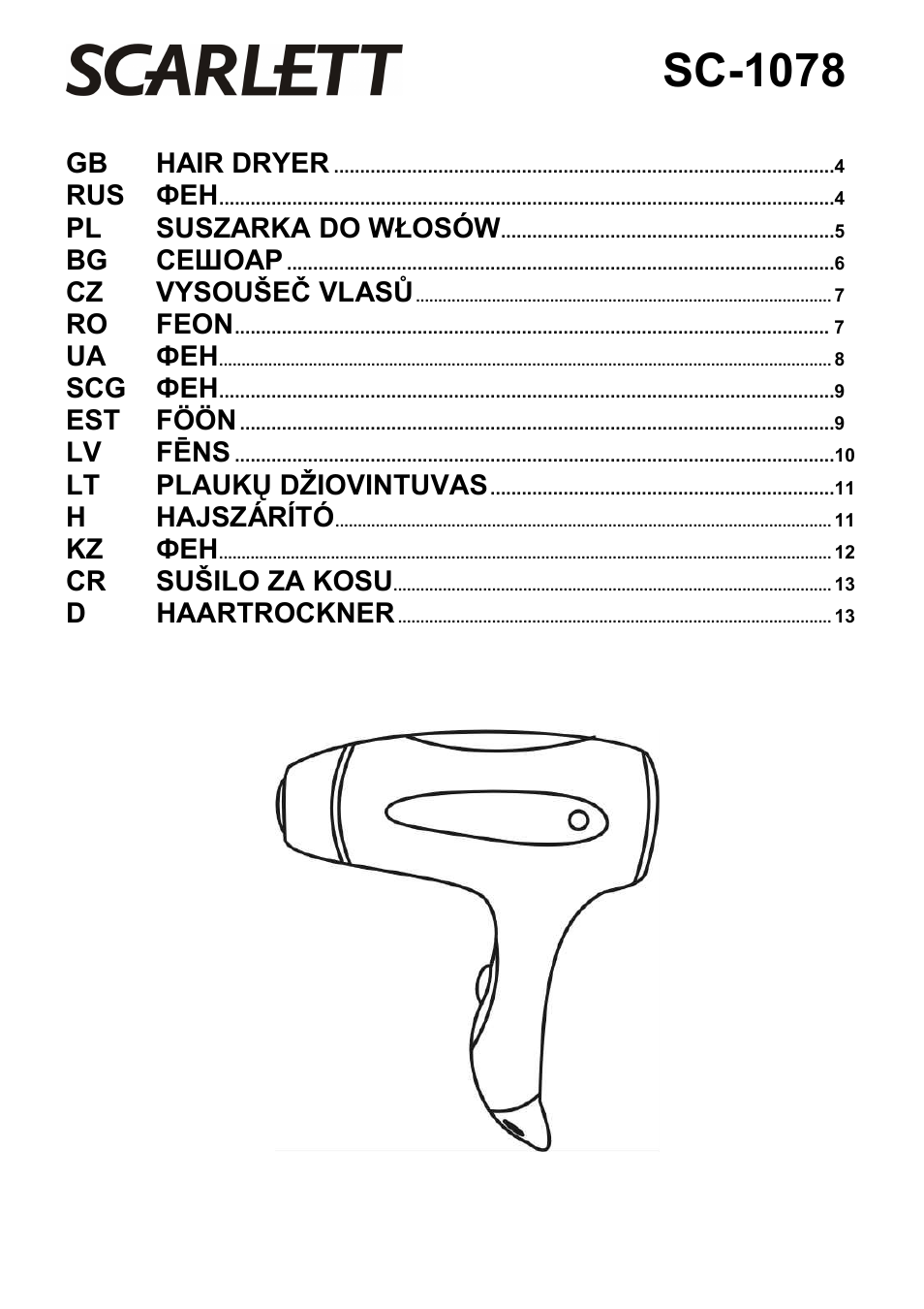 Scarlett SC-1078 User Manual | 14 pages