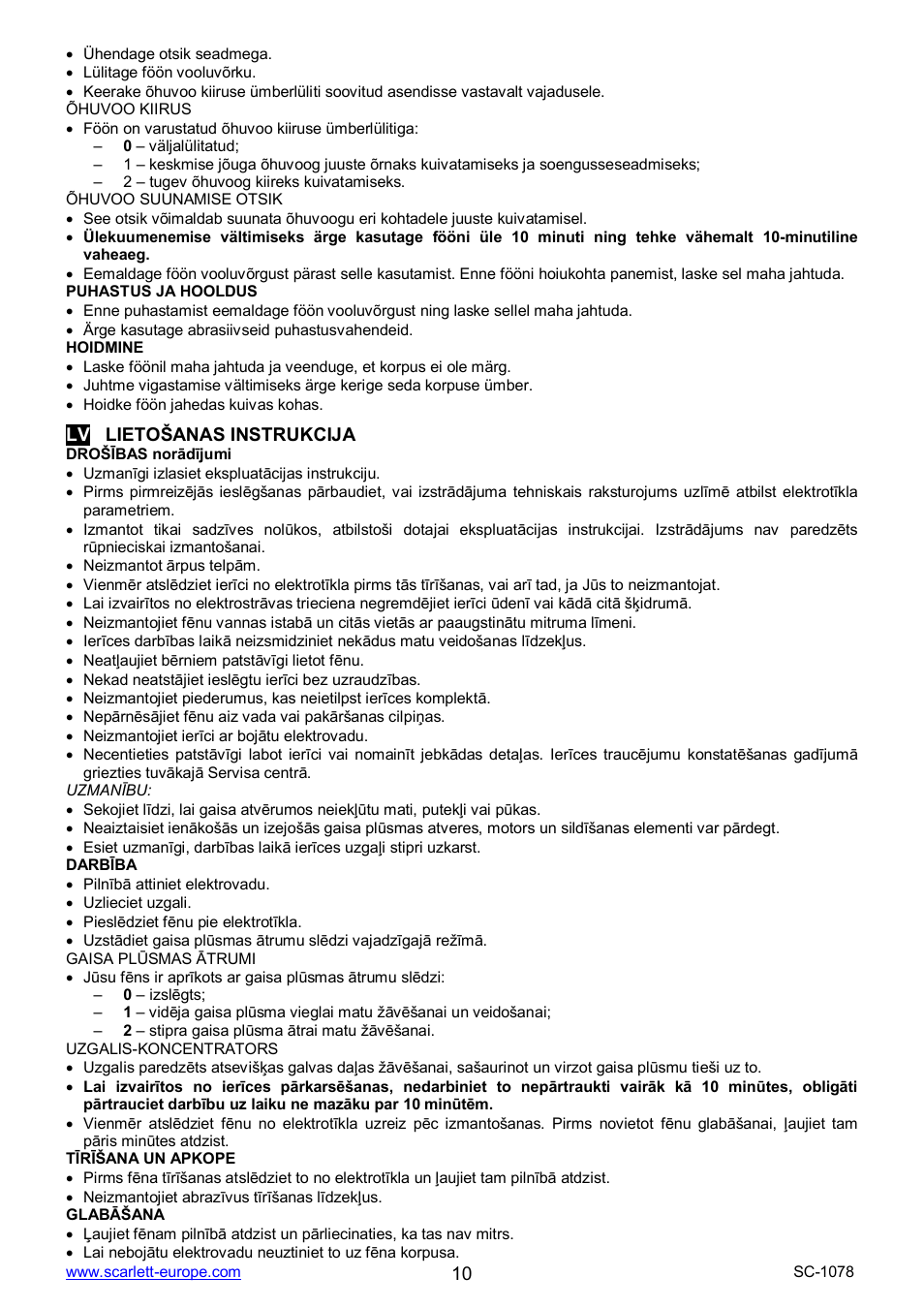 Scarlett SC-1078 User Manual | Page 10 / 14