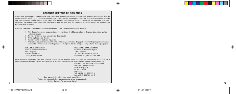 Bushnell 11-8313 User Manual | Page 32 / 33