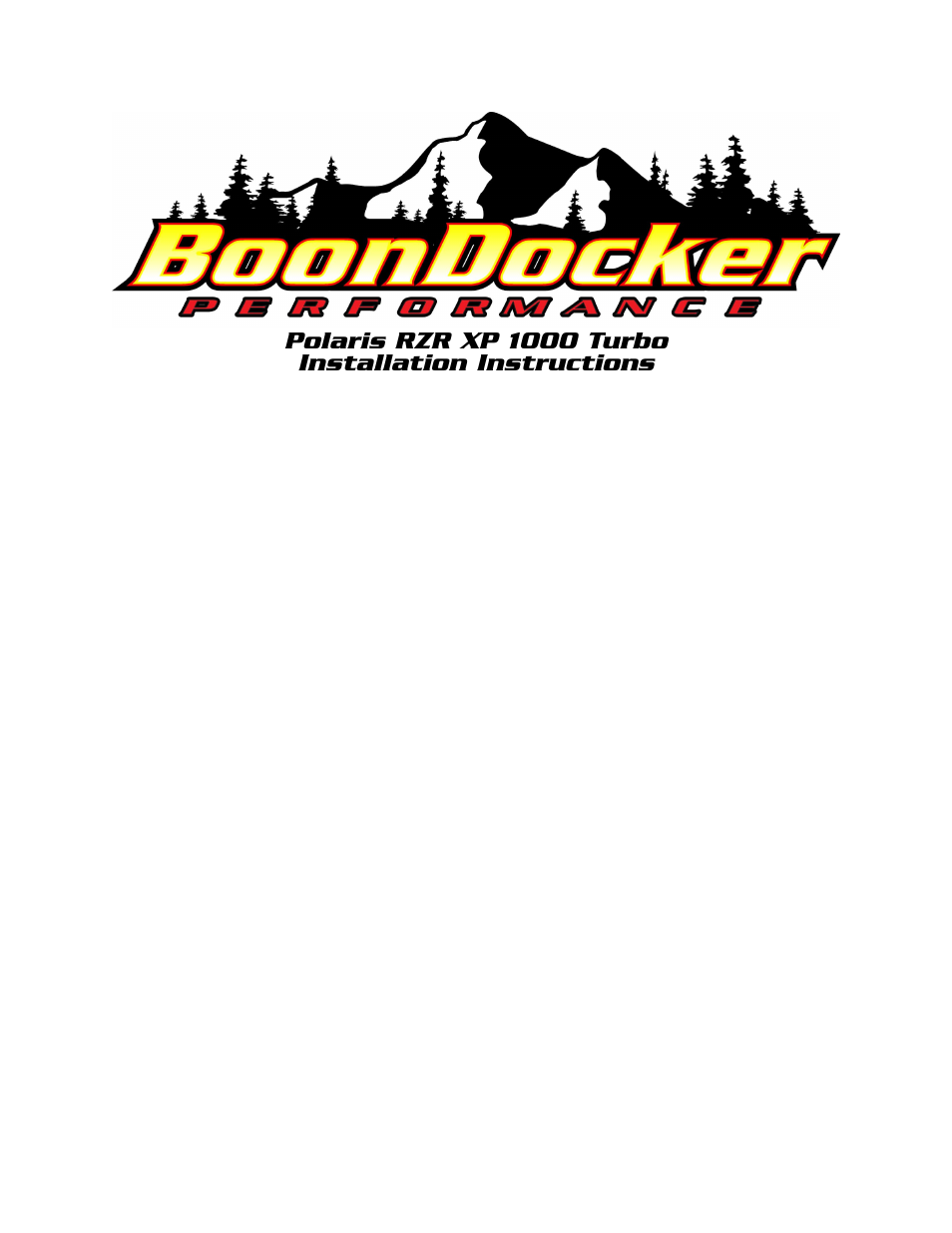 BoonDocker POLARIS RZR XP 1000 Turbo System User Manual | 7 pages