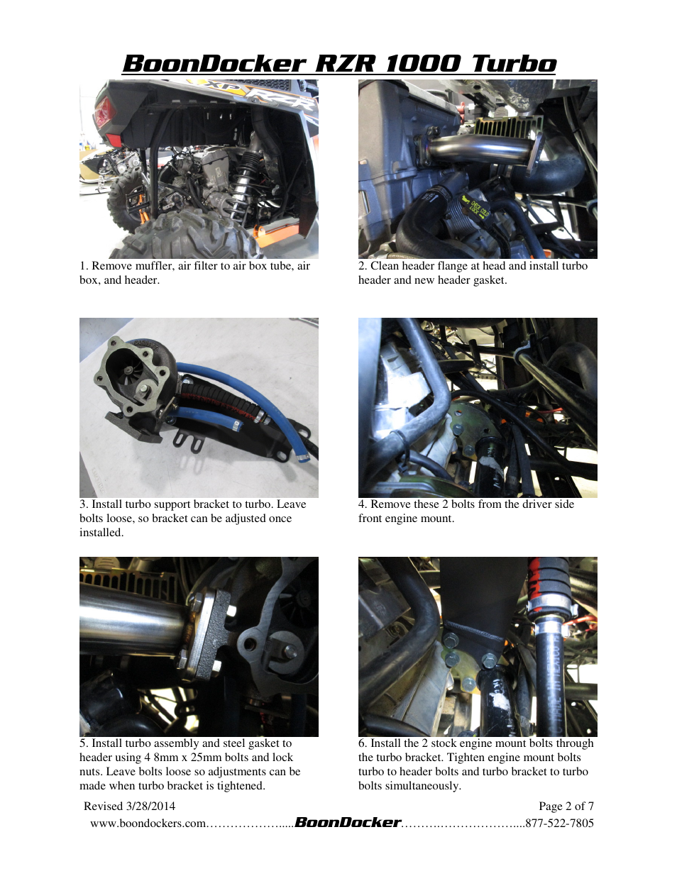 Boondocker rzr 1000 turbo | BoonDocker POLARIS RZR XP 1000 Turbo System User Manual | Page 2 / 7