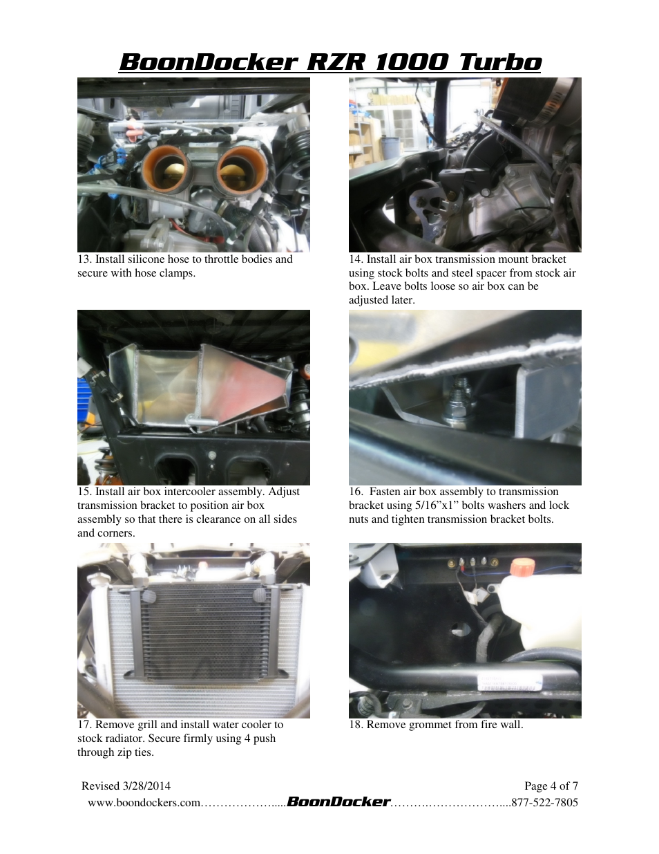 Boondocker rzr 1000 turbo | BoonDocker POLARIS RZR XP 1000 Turbo System User Manual | Page 4 / 7