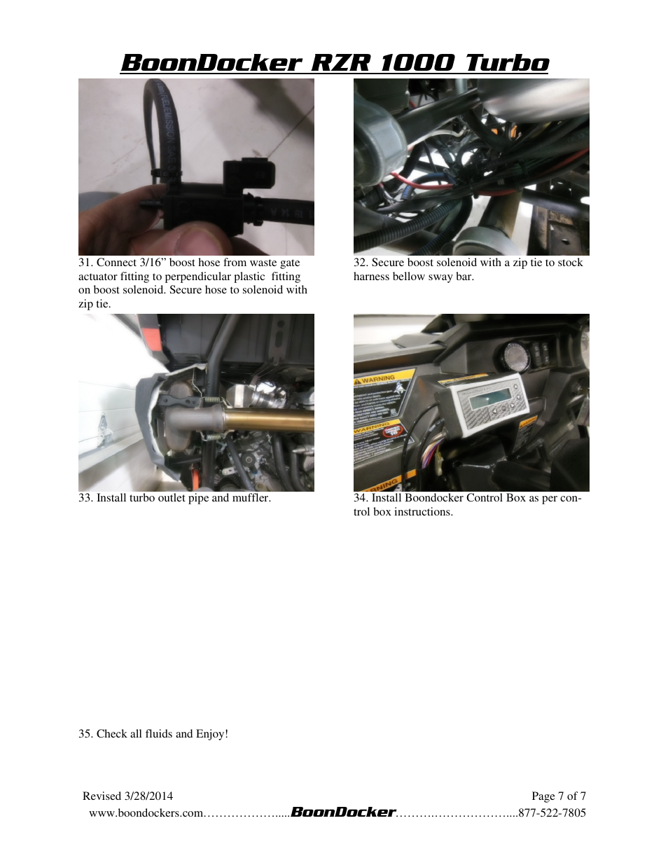 Boondocker rzr 1000 turbo | BoonDocker POLARIS RZR XP 1000 Turbo System User Manual | Page 7 / 7