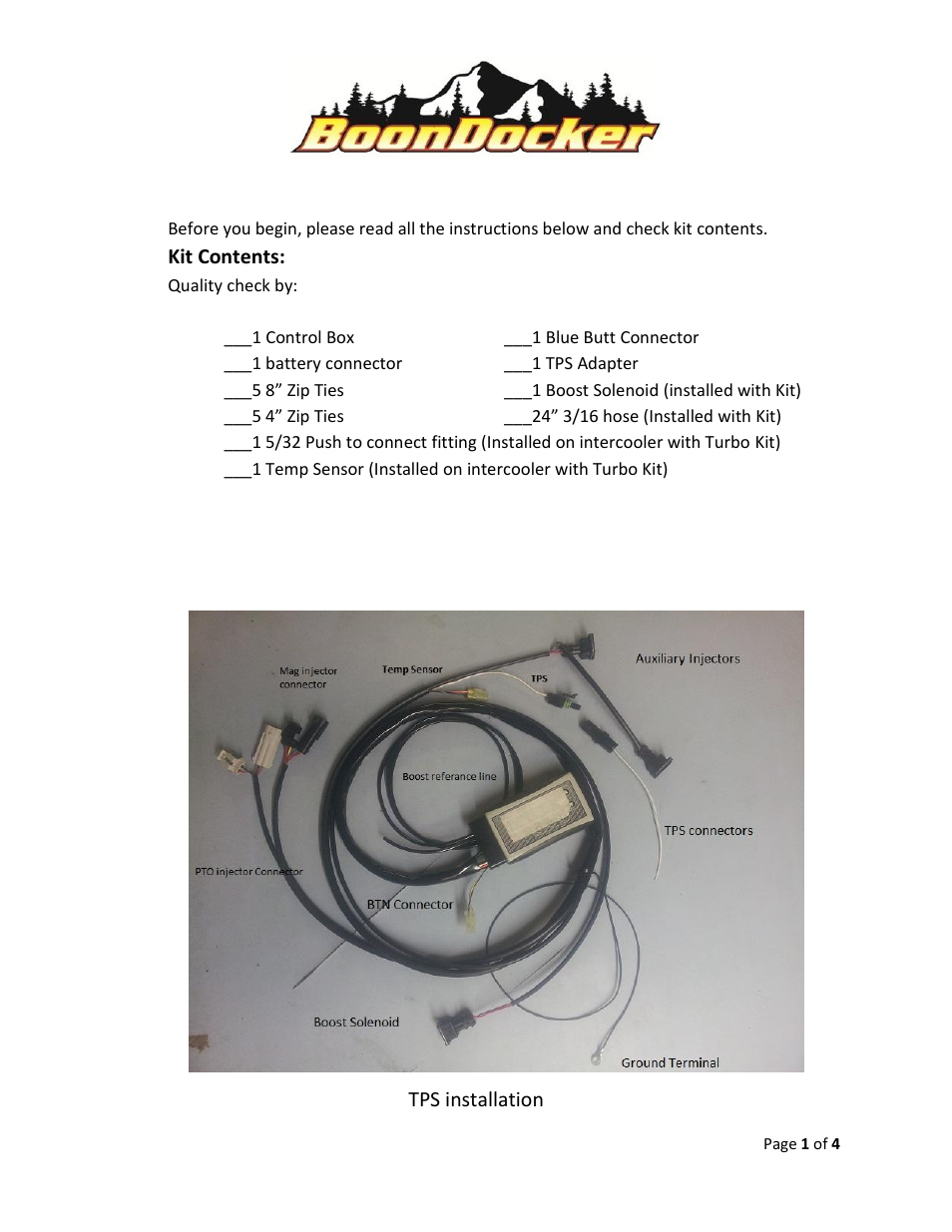 BoonDocker POLARIS RZR XP 900 Control Box Install User Manual | 4 pages