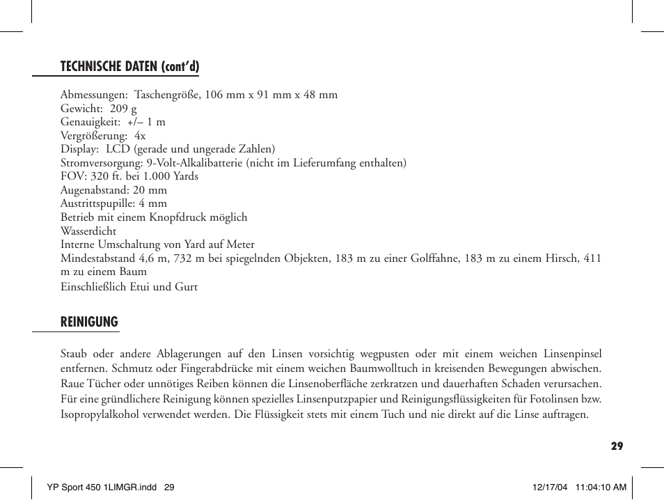 Bushnell YP SPORT 450 20-1920 User Manual | Page 31 / 52