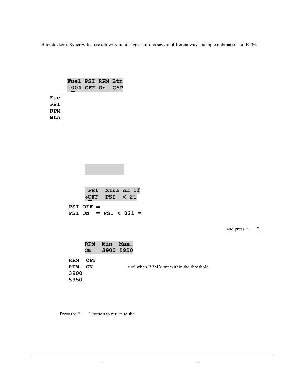 Xtra menus | BoonDocker ARCTIC CAT: 800/1000 Turbo 3D User Manual | Page 9 / 14