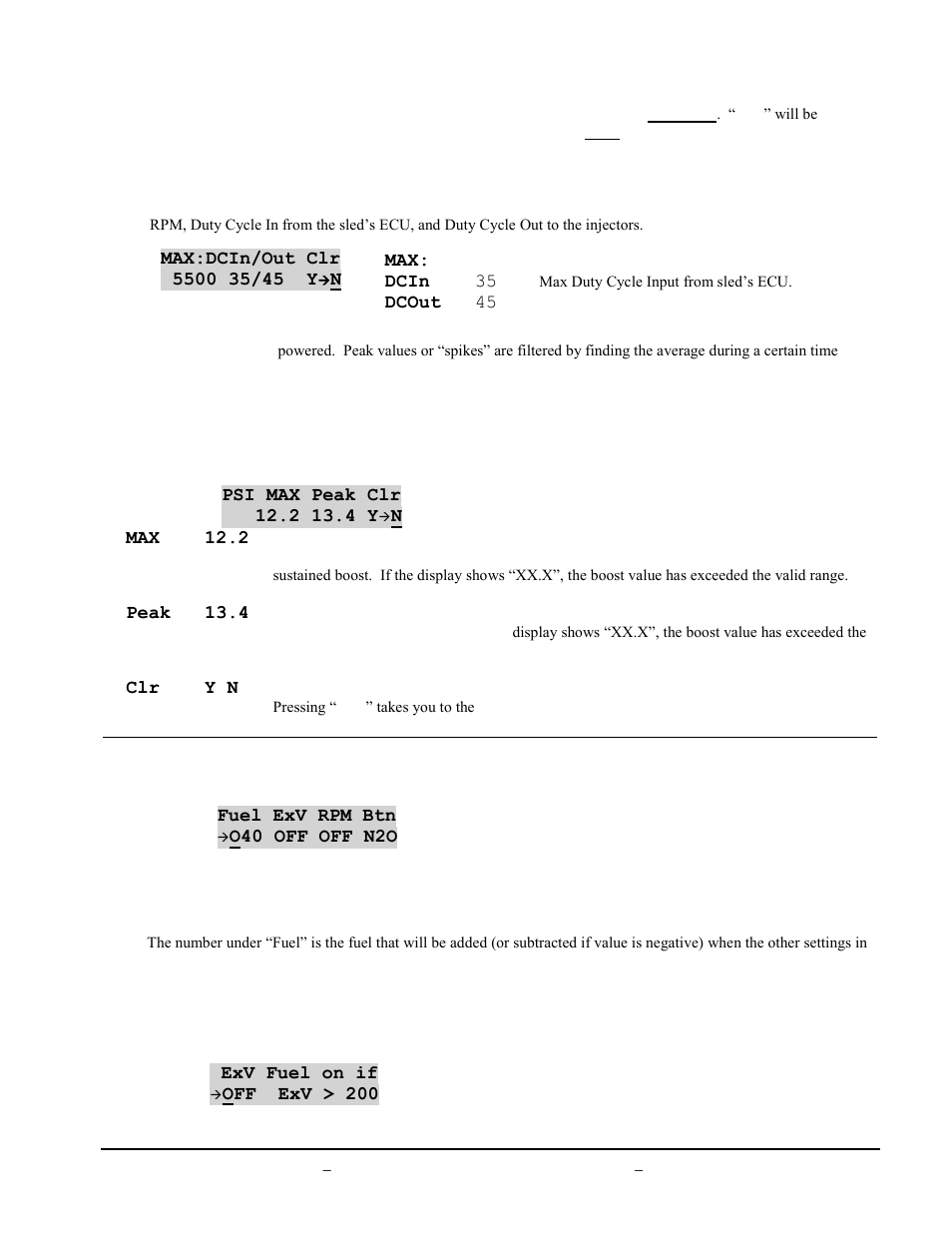 Exv : exhaust valve and button configuration menus | BoonDocker ARCTIC CAT: 800/1000 Turbo User Manual | Page 12 / 18