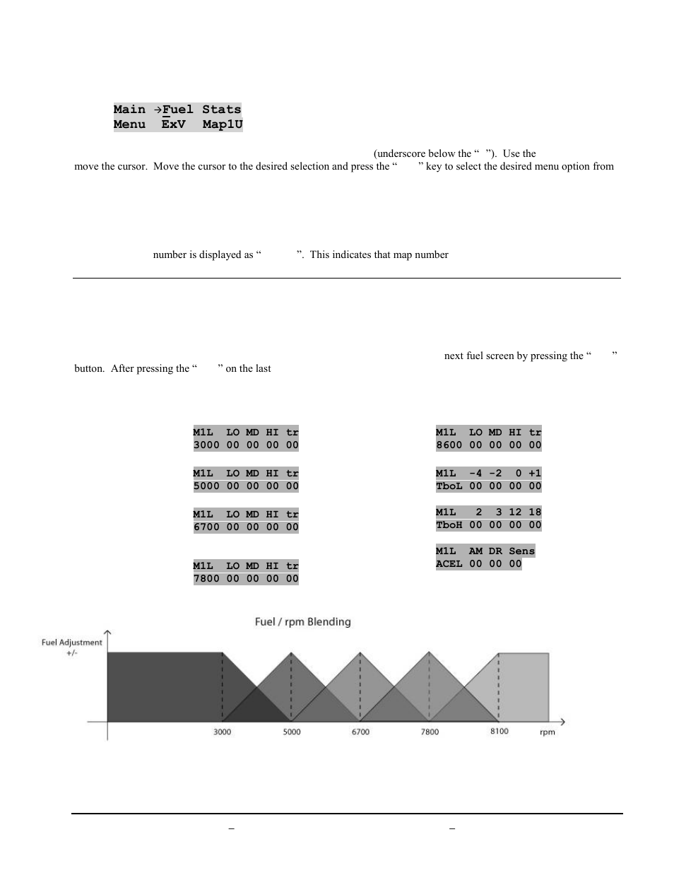 Fuel adjust menus | BoonDocker ARCTIC CAT: 800/1000 Turbo User Manual | Page 8 / 18