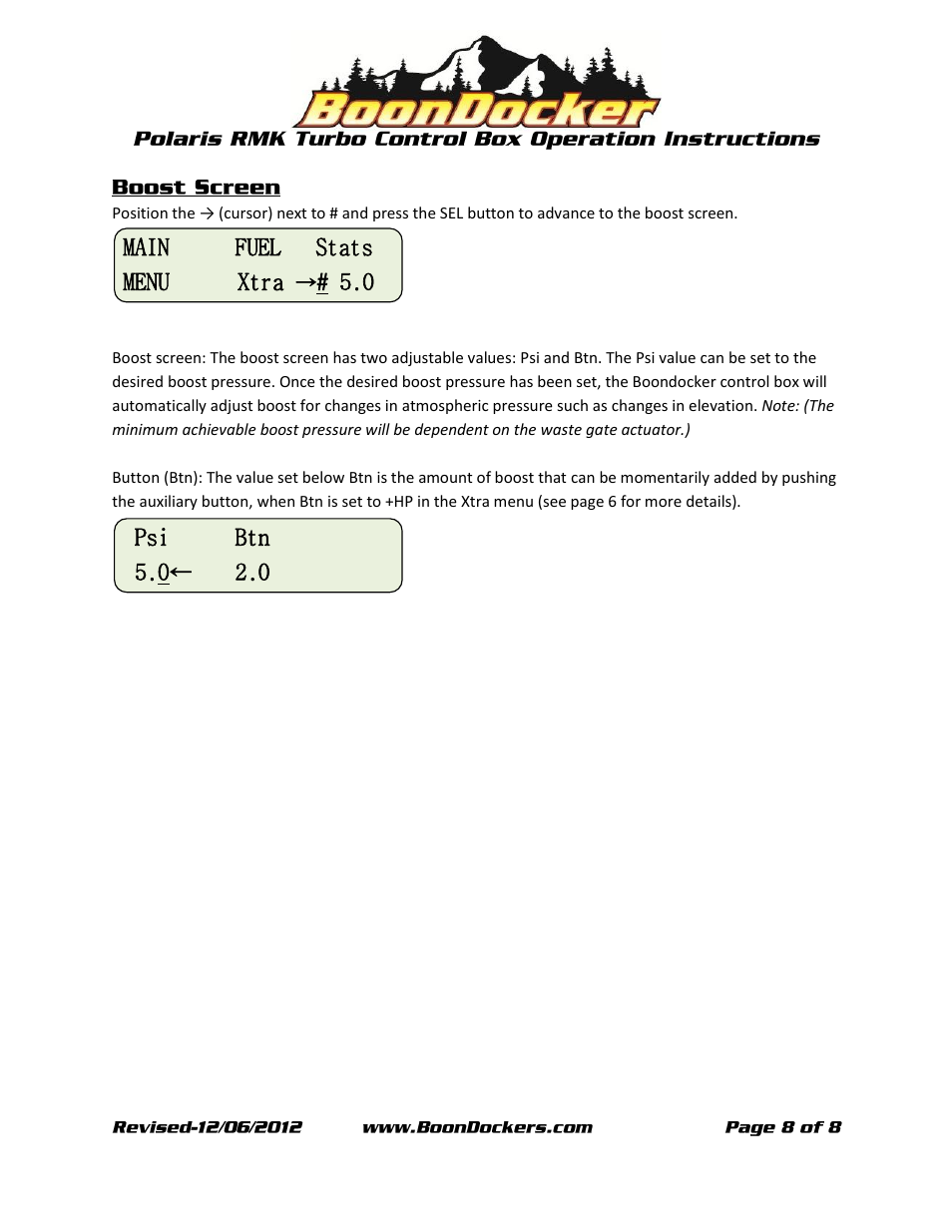 BoonDocker POLARIS: 2011-14 PRO 800 Turbo w/ EBC User Manual | Page 8 / 8