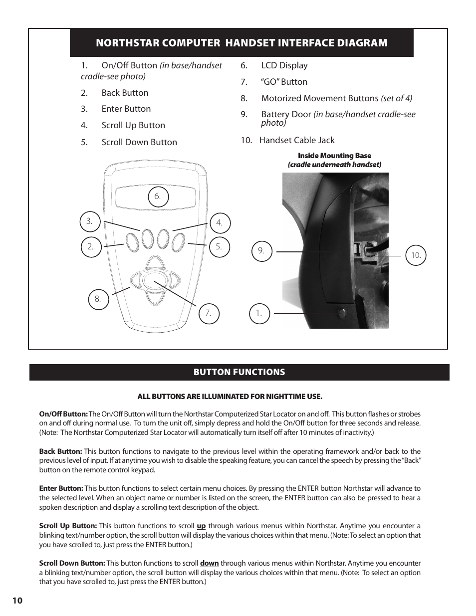 Northstar computer handset interface diagram | Bushnell NORTH STAR GOTO 78-8840 User Manual | Page 10 / 136