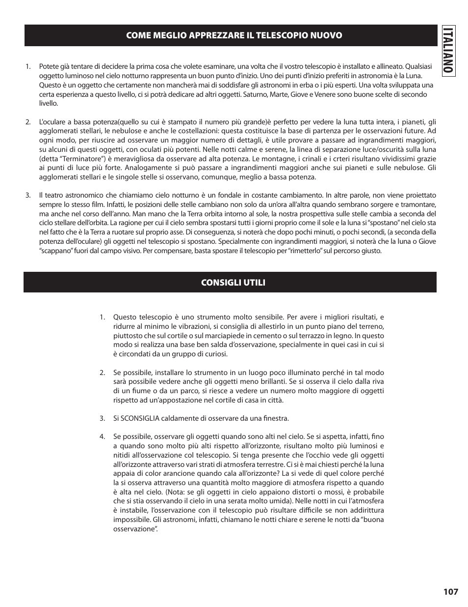 Italiano | Bushnell NORTH STAR GOTO 78-8840 User Manual | Page 107 / 136