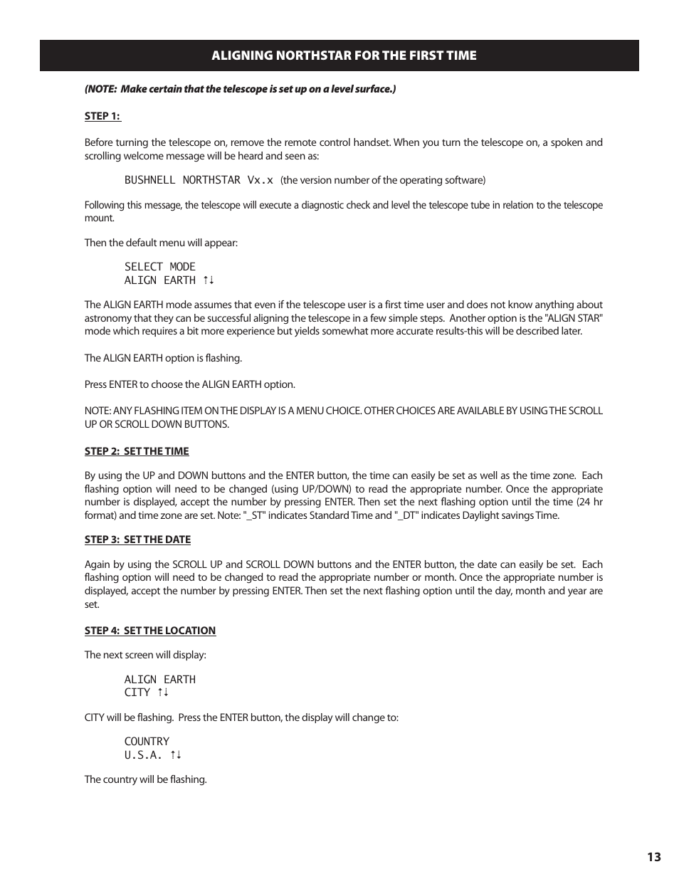 Bushnell NORTH STAR GOTO 78-8840 User Manual | Page 13 / 136