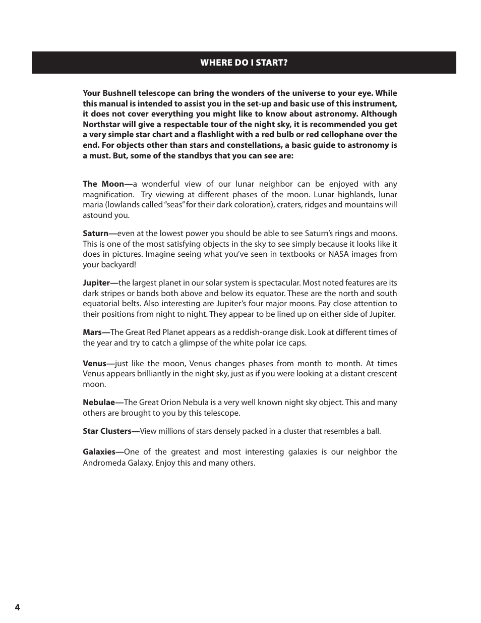 Bushnell NORTH STAR GOTO 78-8840 User Manual | Page 4 / 136