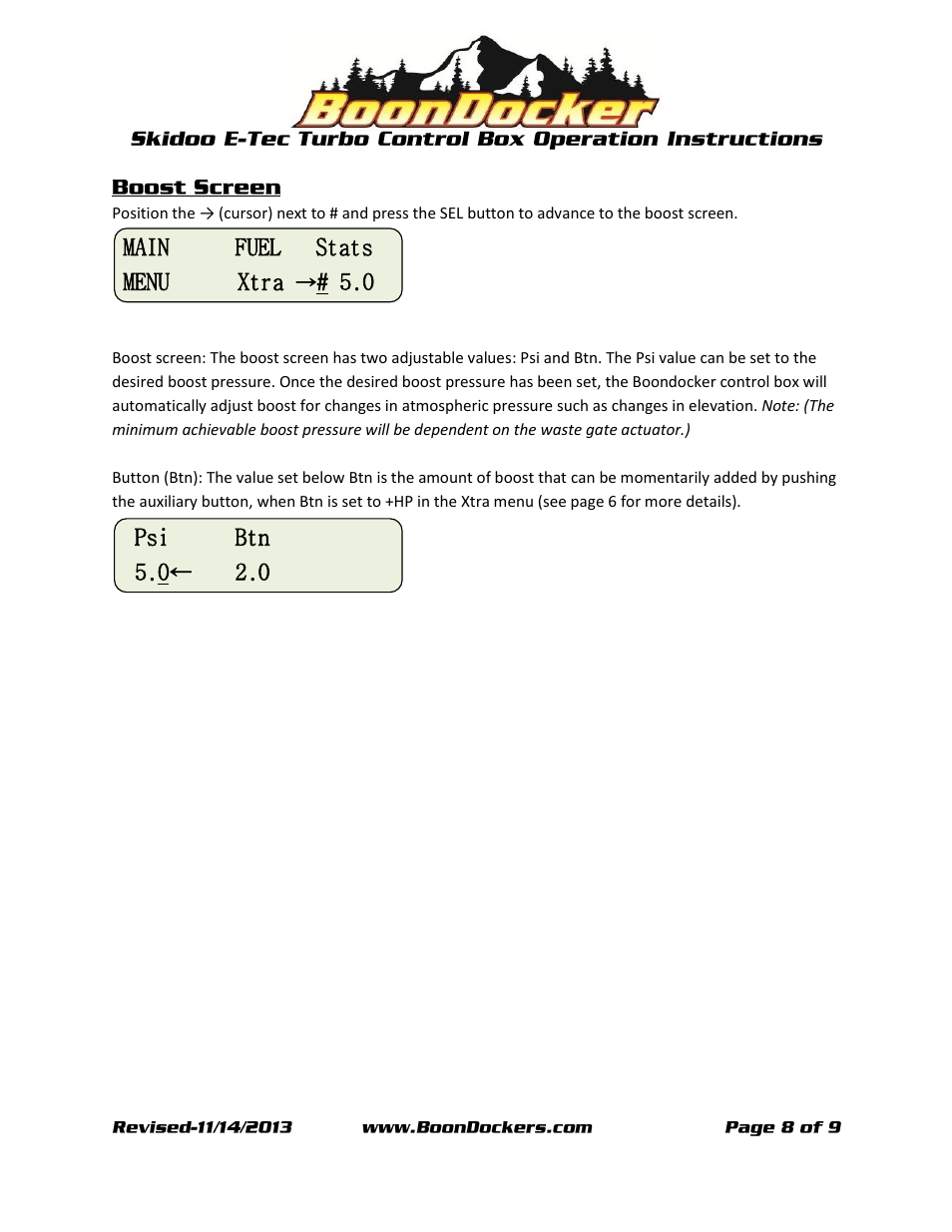 BoonDocker SKI-DOO: E-TEC Turbo User Manual | Page 8 / 9