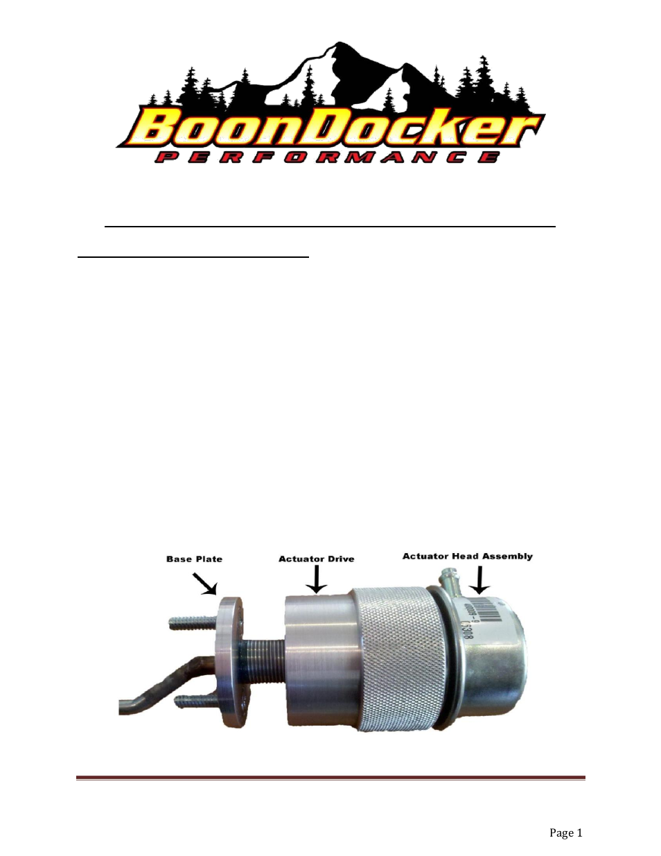 BoonDocker Adjustable Actuator User Manual | 2 pages