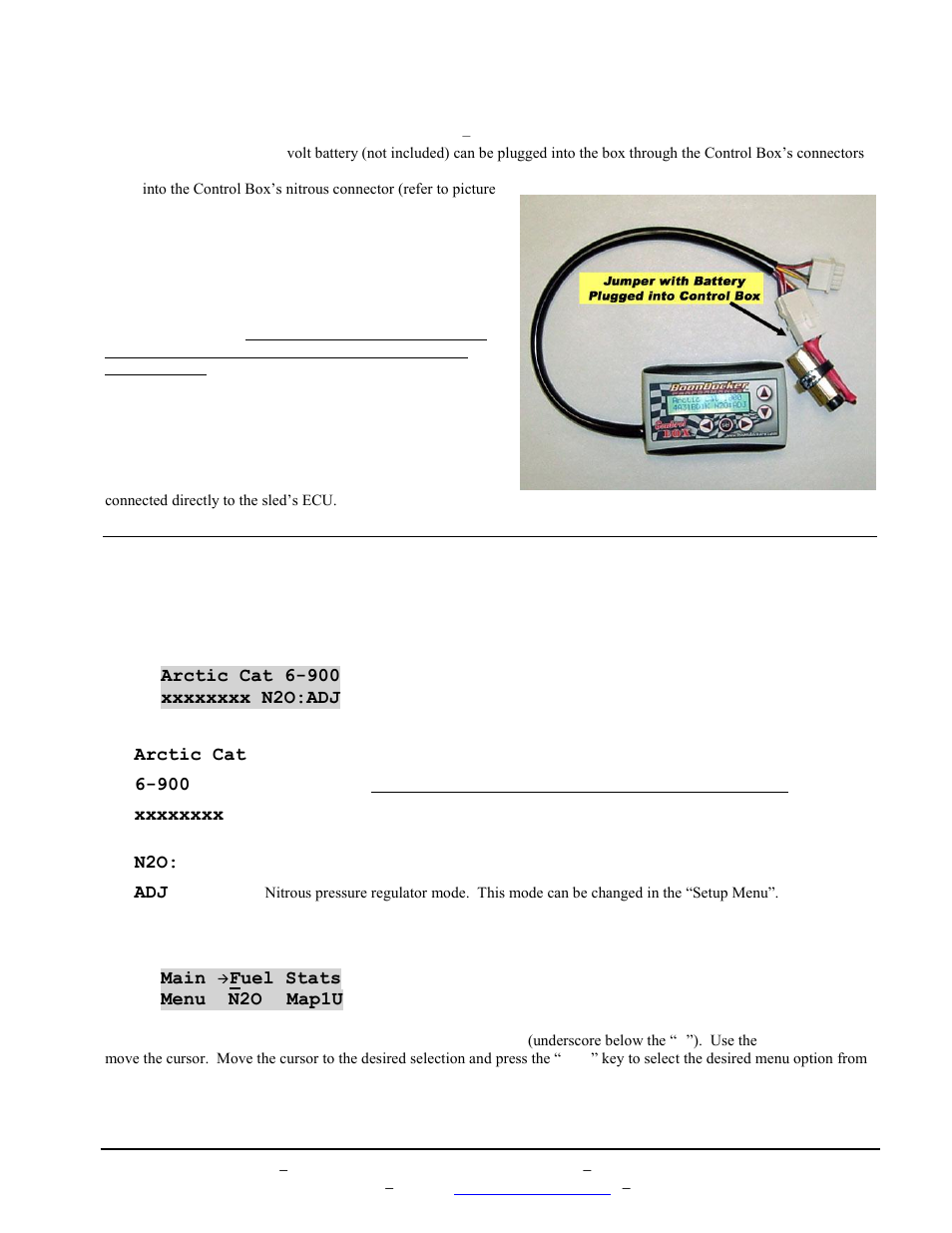 V. control box menus, Startup screen, Main menu | BoonDocker ARCTIC CAT: Non-turbo Control Box 700/800/1000 (V3) User Manual | Page 4 / 19
