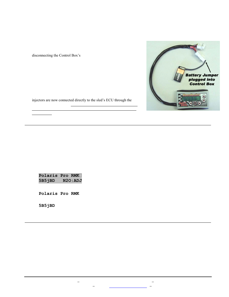 Iv. battery / jumper connector, V. control box operation, Startup screen | BoonDocker POLARIS: Non-turbo Control Box 2011-12 PRO RMK 800 User Manual | Page 3 / 17