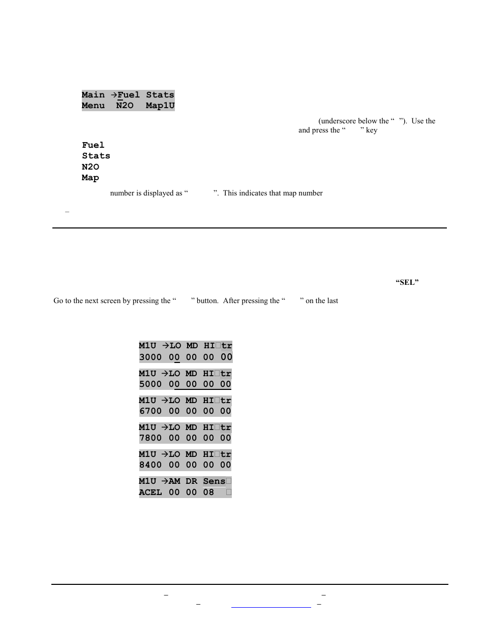 Main menu, Fuel adjust menus | BoonDocker POLARIS: Non-turbo Control Box 2011-12 PRO RMK 800 User Manual | Page 4 / 17