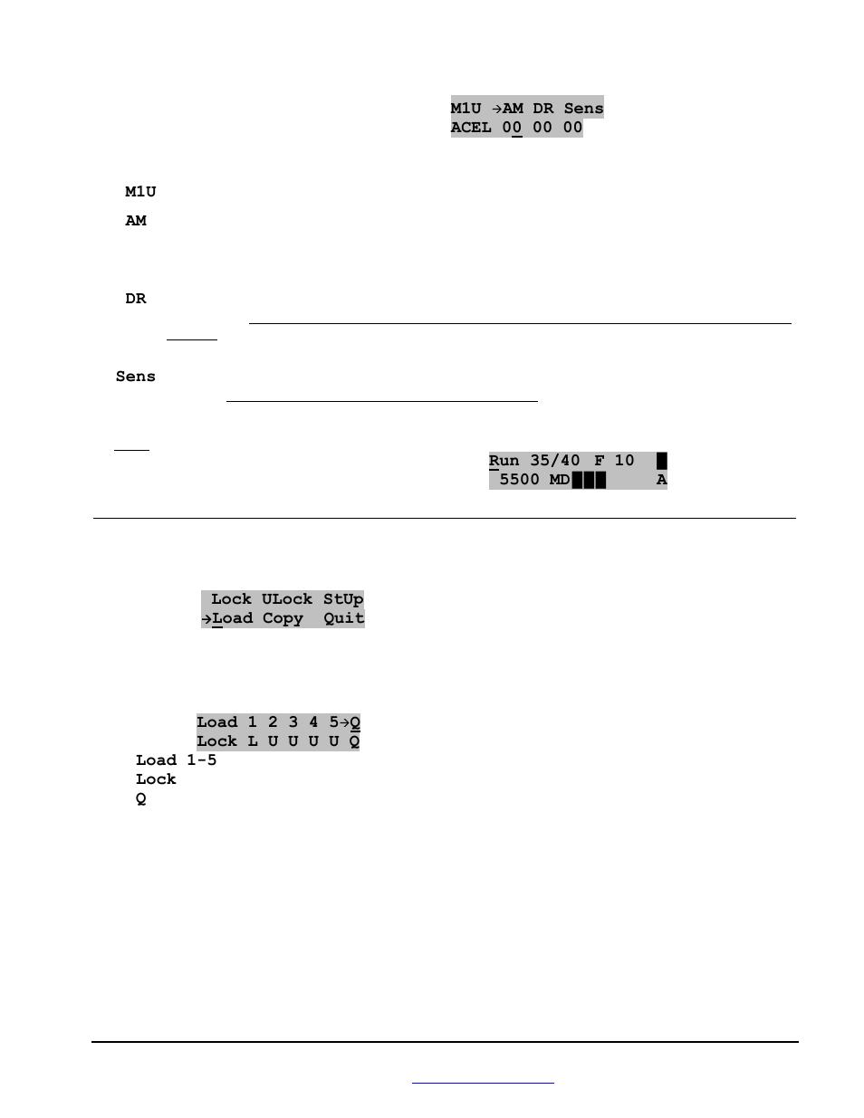 1 map: load, Lock l u u u u q, Load 1-5 selects which map to load | Q quits this menu, 2 fuel screen (acel adjustment), Map menus | BoonDocker POLARIS: Non-turbo Control Box 600/700/800 Universal Harness User Manual | Page 7 / 19
