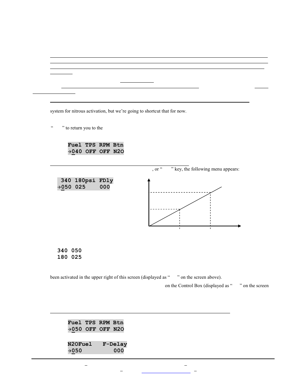 Fuel tps rpm btn, 040 off off n2o, 050 off off n2o | N2ofuel f-delay | BoonDocker SKI-DOO: Non-turbo Control Box SDI 600/1000 2 INJ User Manual | Page 10 / 16