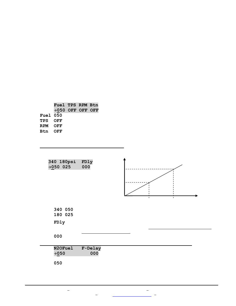 B. n2o configuration procedure, Fuel tps rpm btn, Tps off | Rpm off, Btn off, Fuel, Fdly, N2ofuel f-delay | BoonDocker SKI-DOO: Non-turbo Control Box SDI 600/1000 4 INJ User Manual | Page 12 / 16