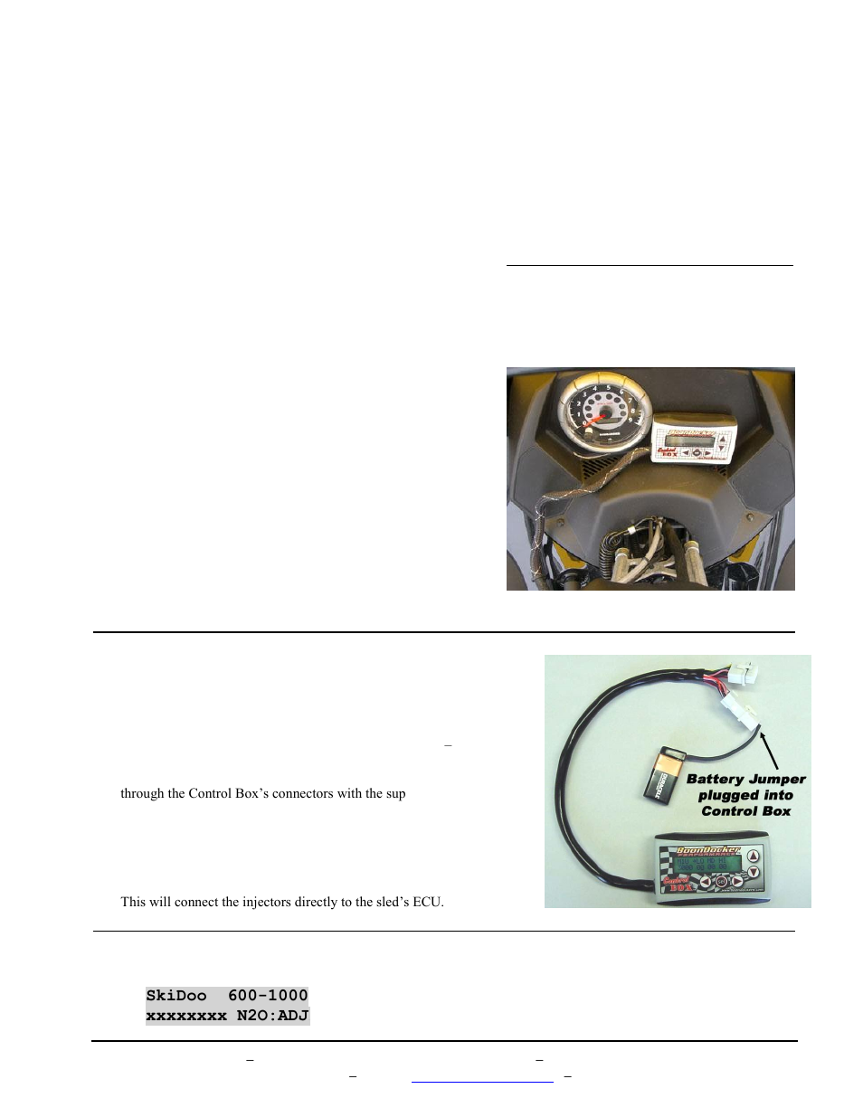 Ii. control box mounting locations, Iii. battery / jumper connectors, Startup screen | BoonDocker SKI-DOO: Non-turbo Control Box SDI 600/1000 4 INJ User Manual | Page 2 / 16