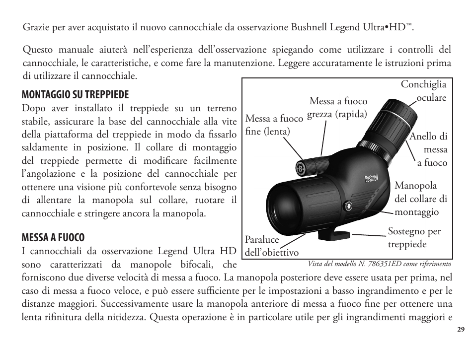 Italiano | Bushnell Legend 98-1404/03-09 User Manual | Page 29 / 36