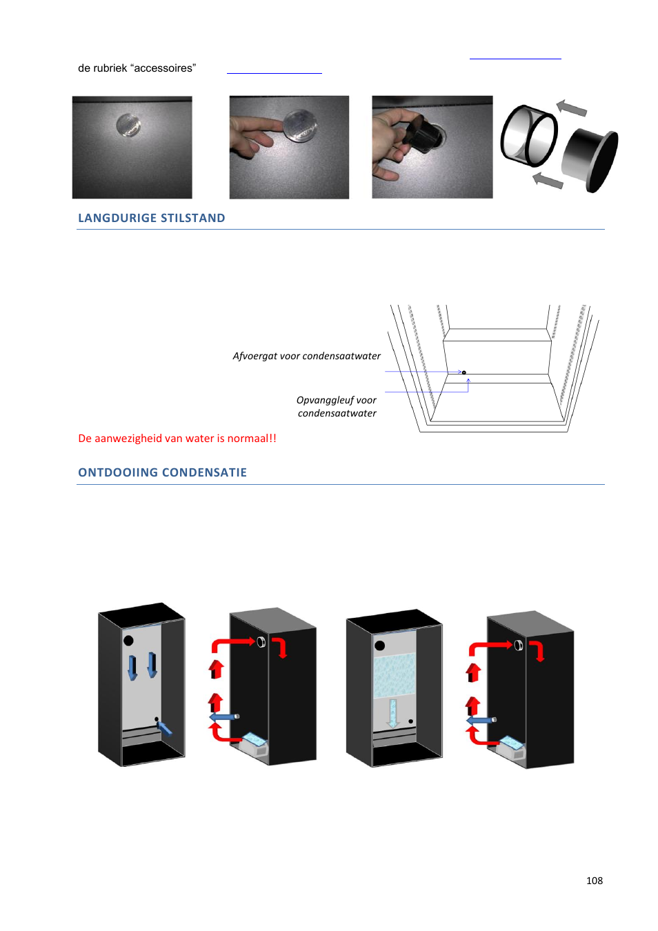 Langdurige stilstand, Ontdooiing condensatie | Climadiff DV265AGN7 User Manual | Page 108 / 146