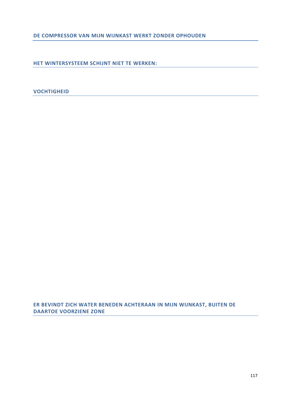 Het wintersysteem schijnt niet te werken, Vochtigheid | Climadiff DV265AGN7 User Manual | Page 117 / 146