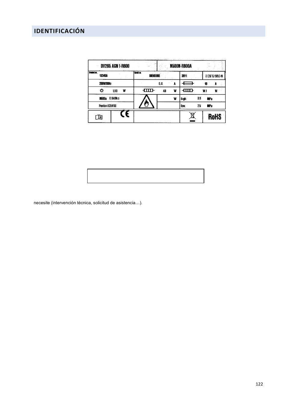 Identificación | Climadiff DV265AGN7 User Manual | Page 122 / 146