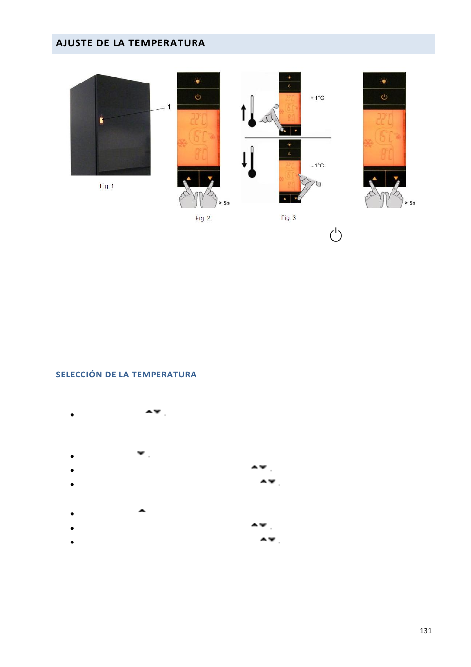 Ajuste de la temperatura, Selección de la temperatura | Climadiff DV265AGN7 User Manual | Page 131 / 146