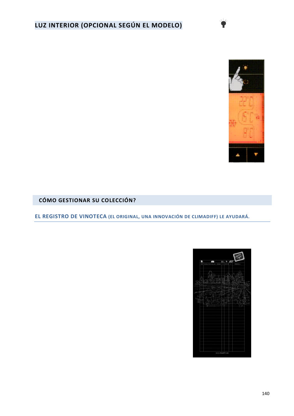 Luz interior (opcional según el modelo) | Climadiff DV265AGN7 User Manual | Page 140 / 146