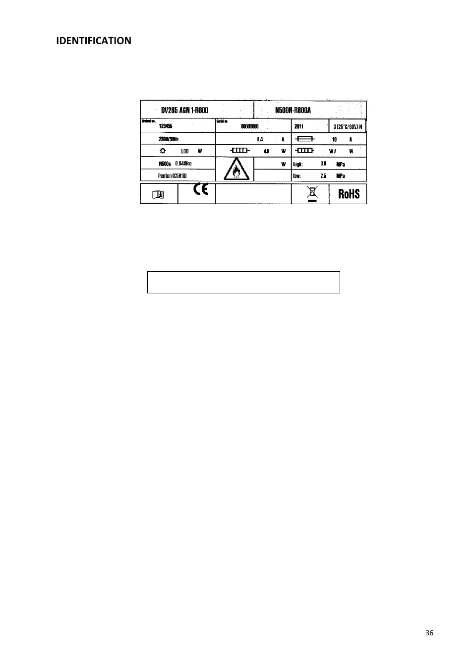 Identification | Climadiff DV265AGN7 User Manual | Page 36 / 146