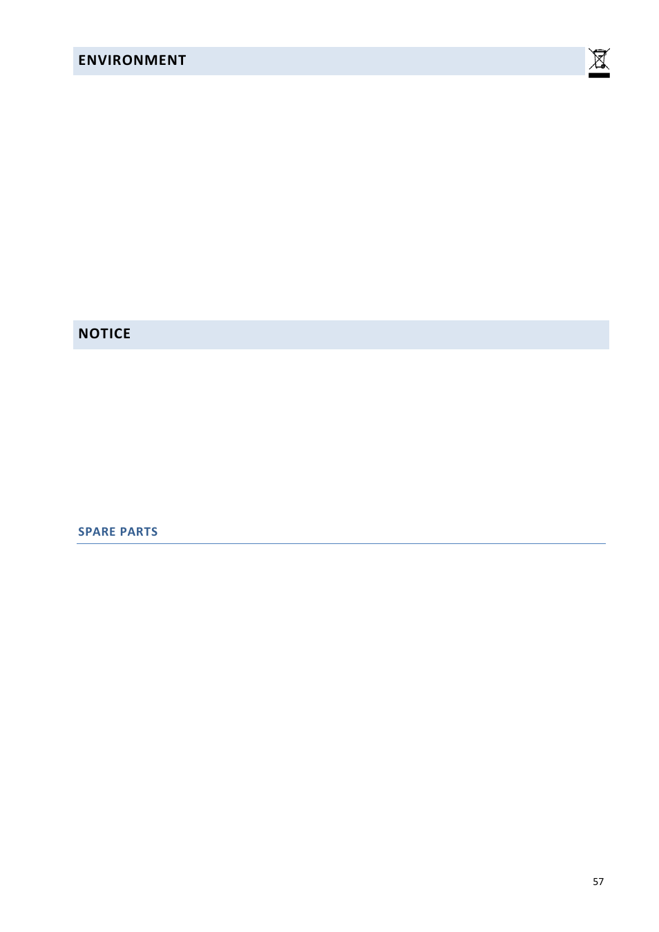Environment, Notice | Climadiff DV265AGN7 User Manual | Page 57 / 146