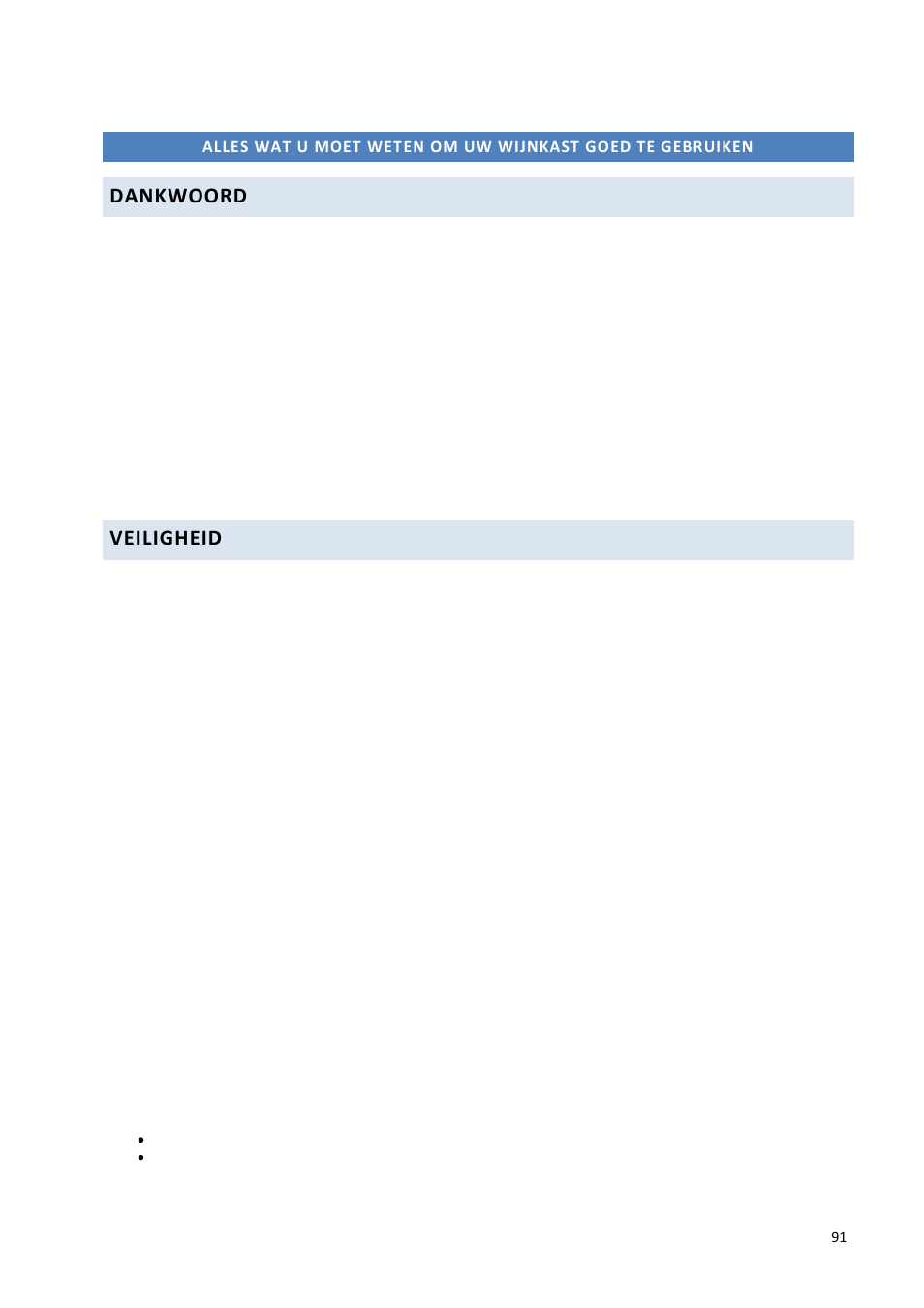 Dankwoord, Veiligheid | Climadiff DV265AGN7 User Manual | Page 91 / 146