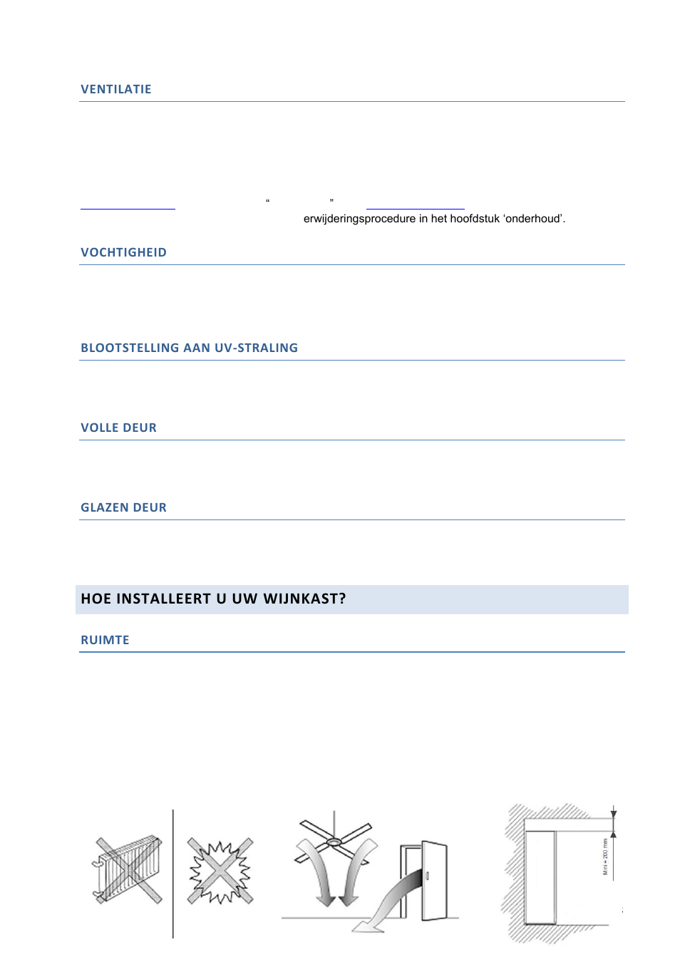Hoe installeert u uw wijnkast | Climadiff DV265AGN7 User Manual | Page 98 / 146