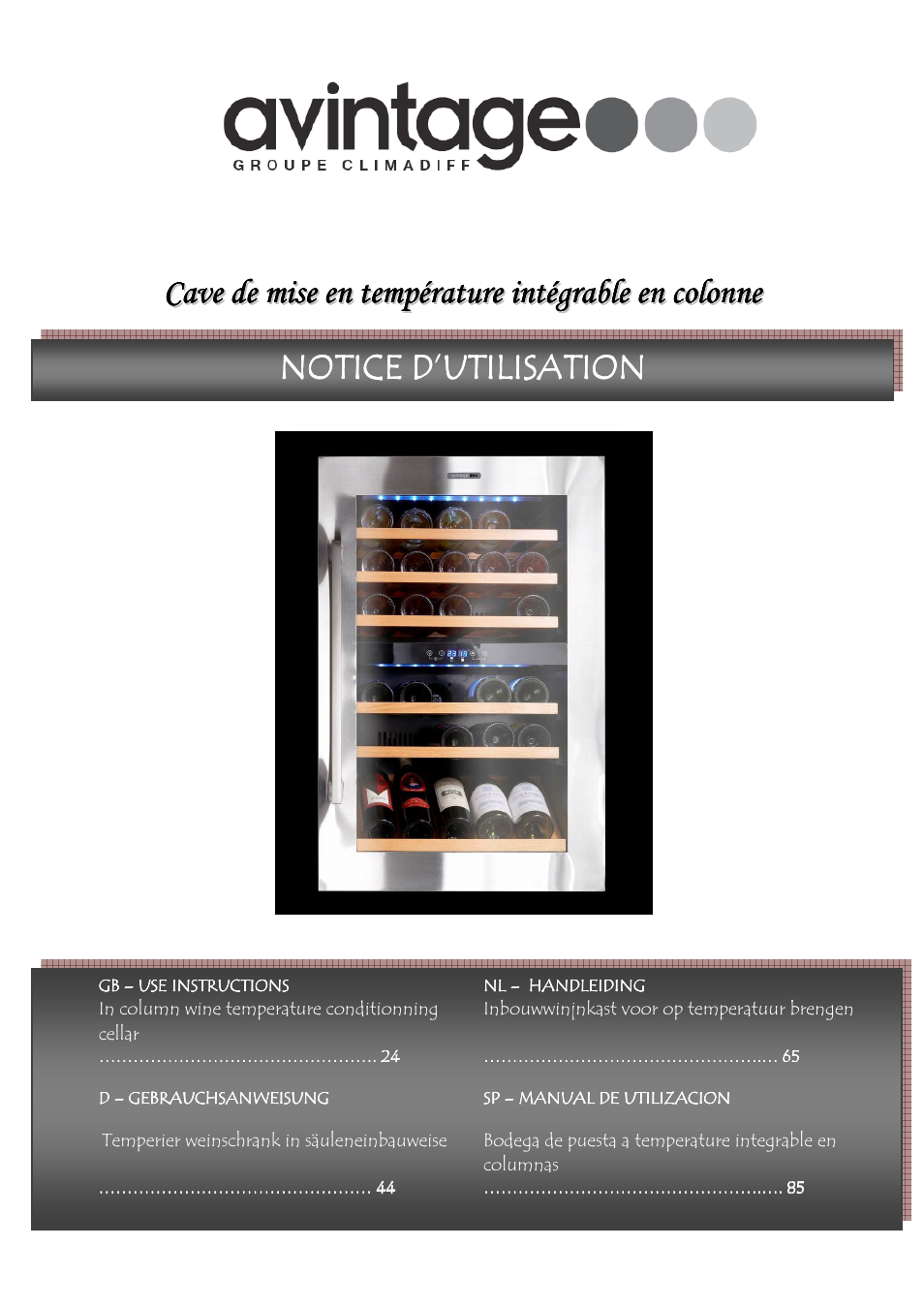Climadiff AV93X3ZI-1 User Manual | 106 pages