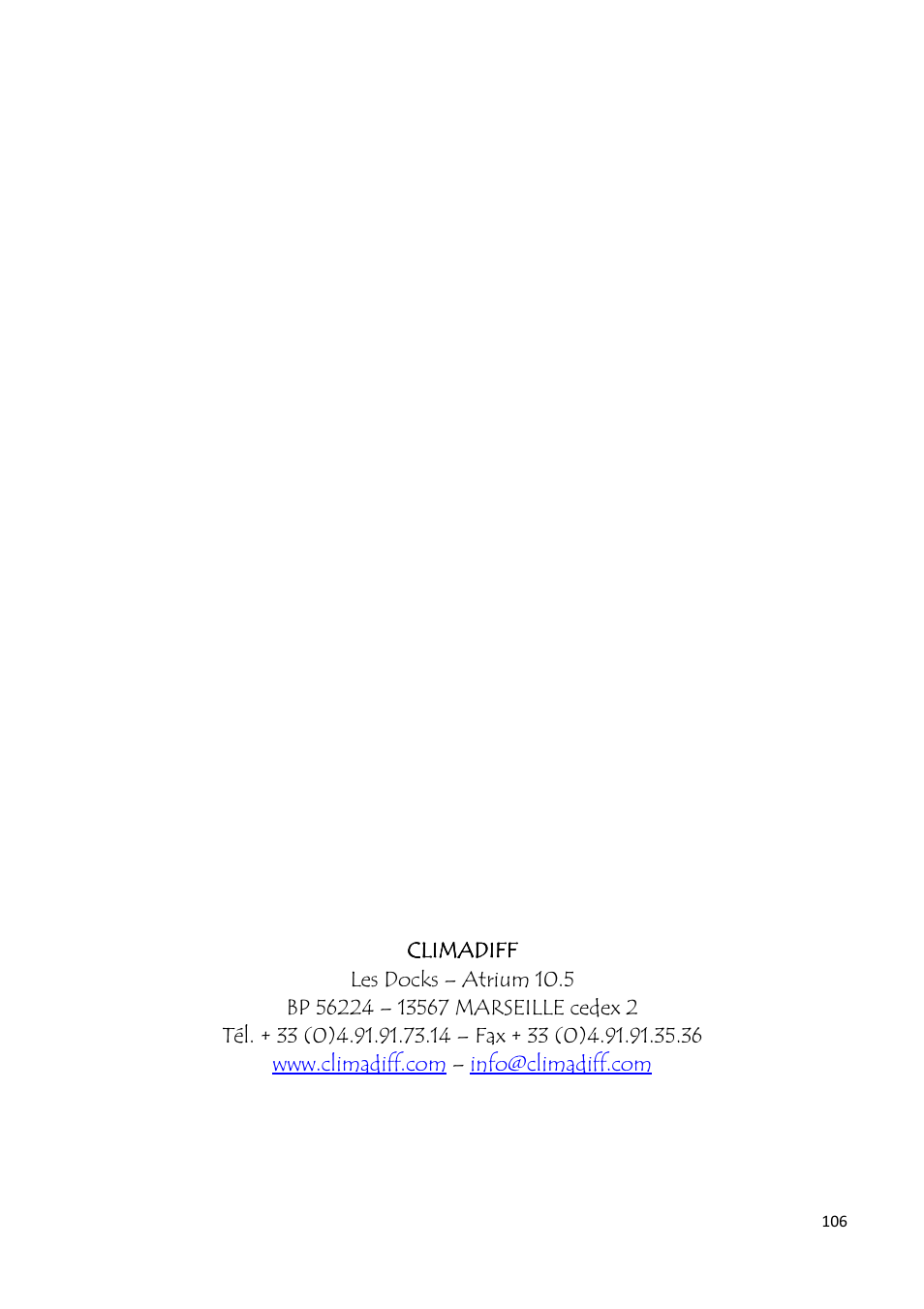Climadiff AV93X3ZI-1 User Manual | Page 106 / 106