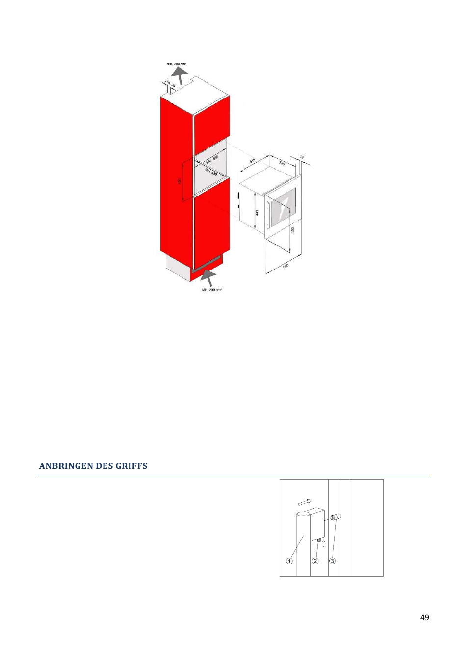 Anbringen des griffs | Climadiff AV93X3ZI-1 User Manual | Page 49 / 106