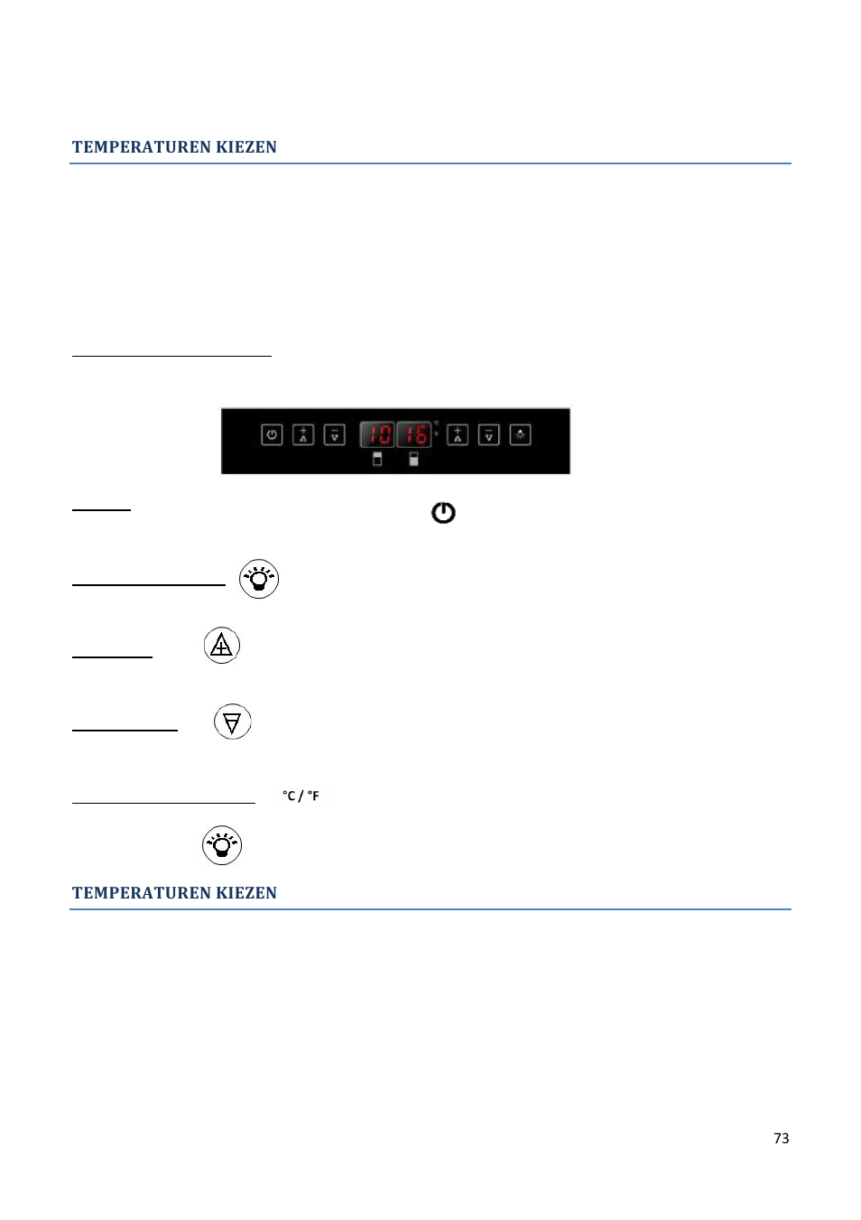 Temperaturen kiezen | Climadiff AV93X3ZI-1 User Manual | Page 73 / 106