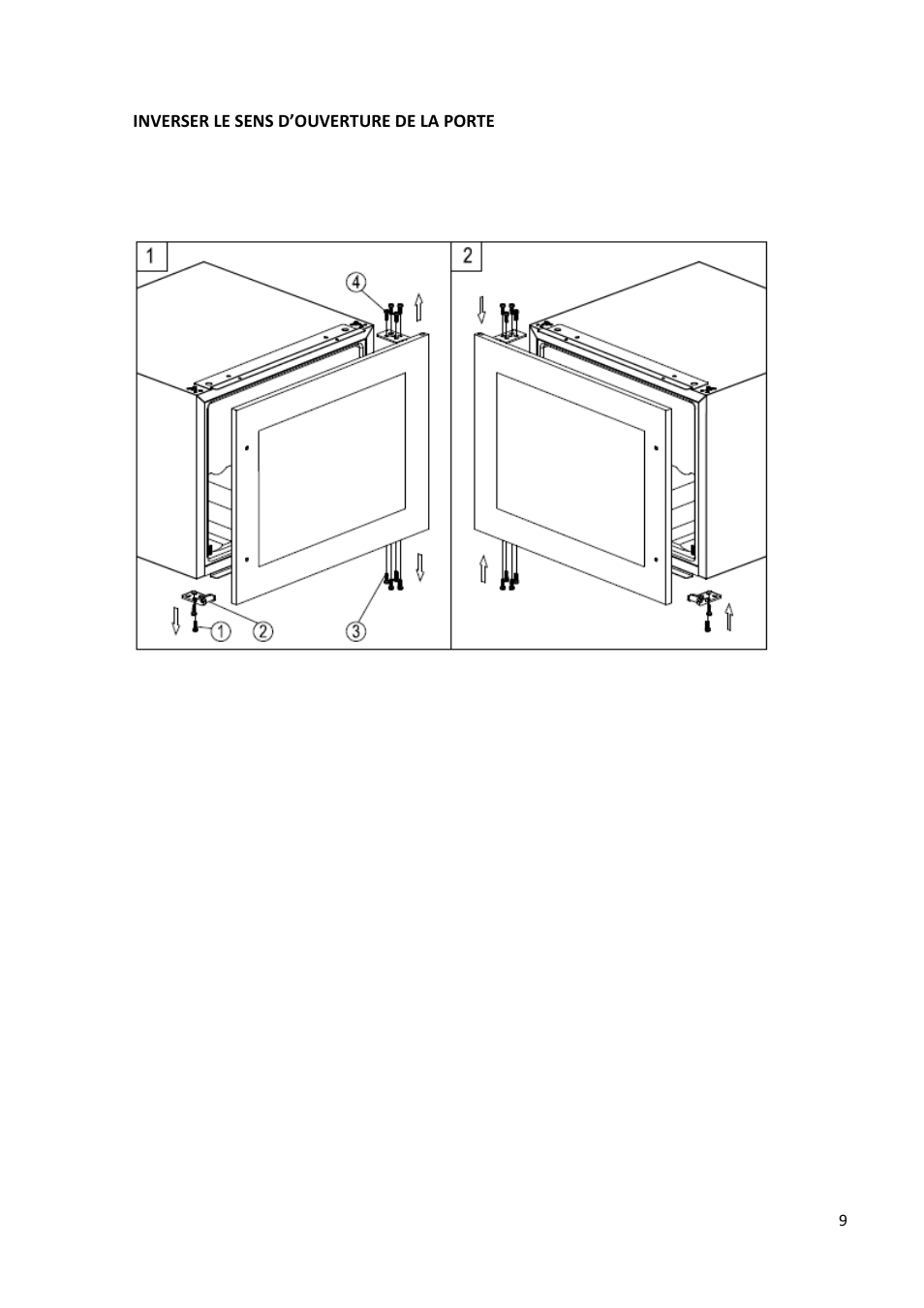 Inverser le sens d’ouverture de la porte | Climadiff AV93X3ZI-1 User Manual | Page 9 / 106