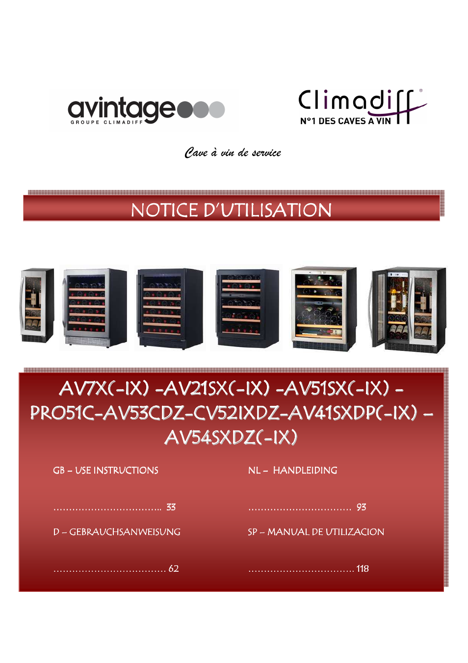 Climadiff AV54SXDZ(-IX) User Manual | 140 pages