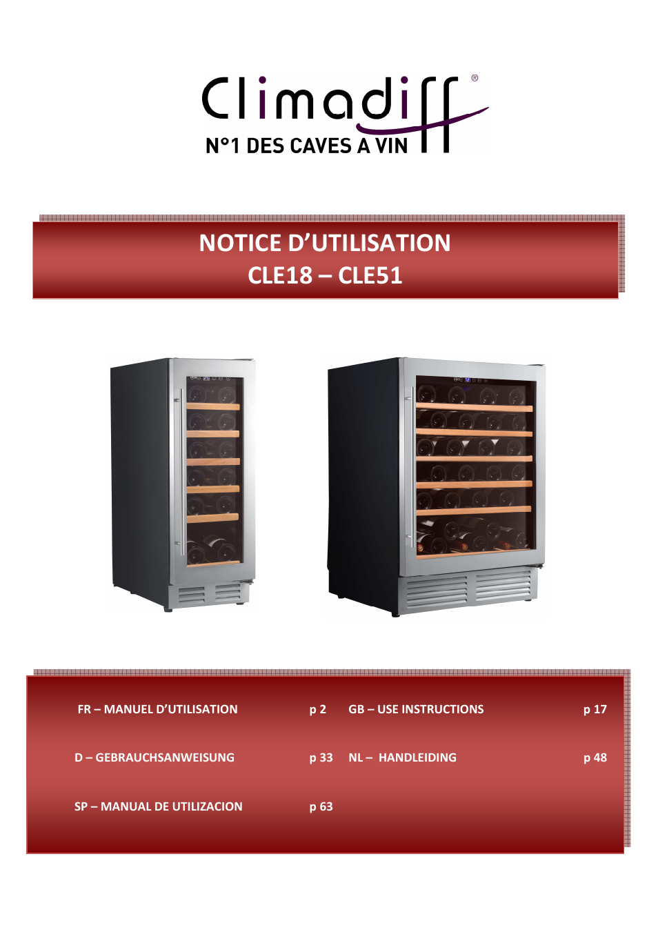 Climadiff CLE18- CLE51 User Manual | 77 pages