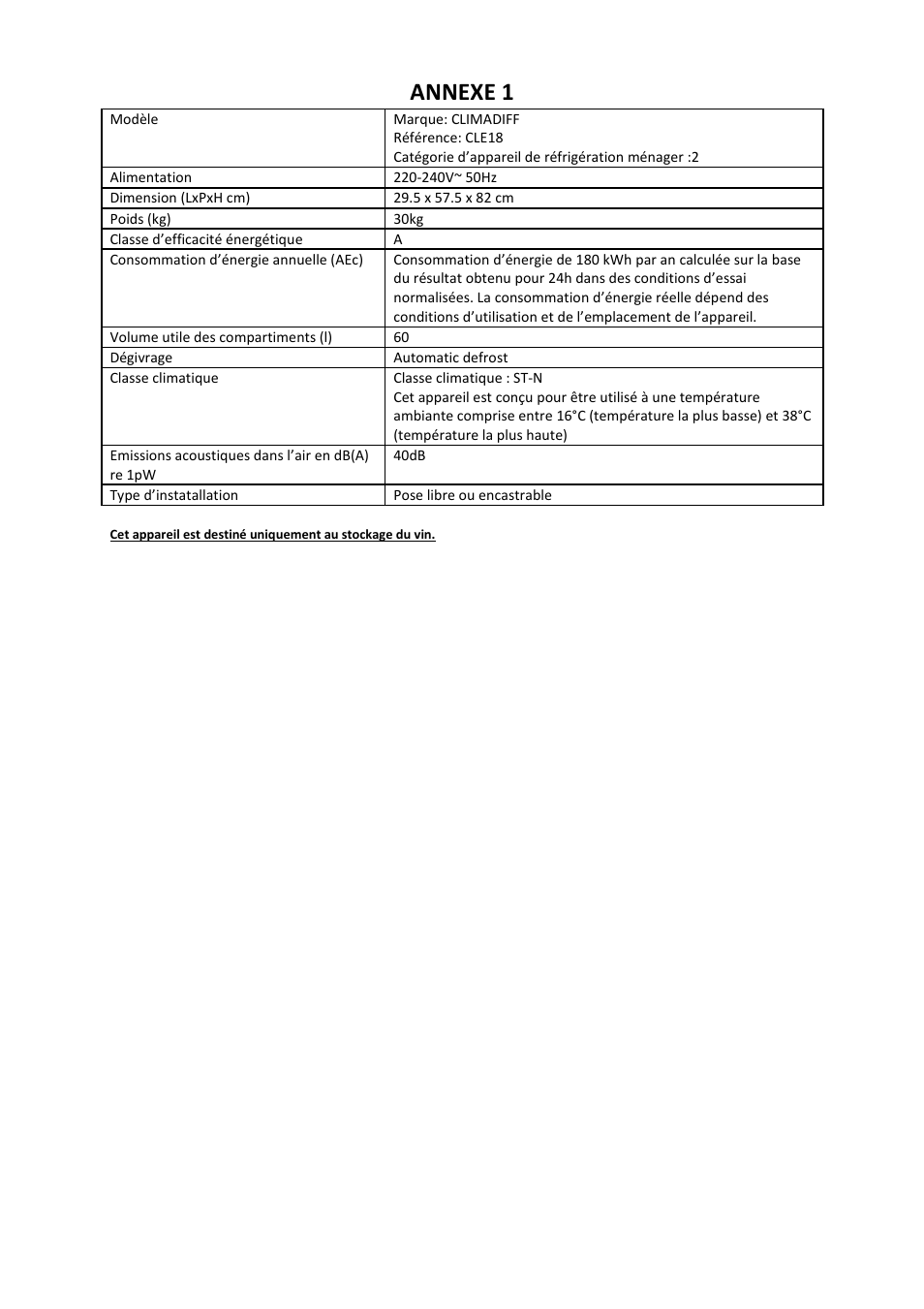 Annexe 1 | Climadiff CLE18- CLE51 User Manual | Page 15 / 77