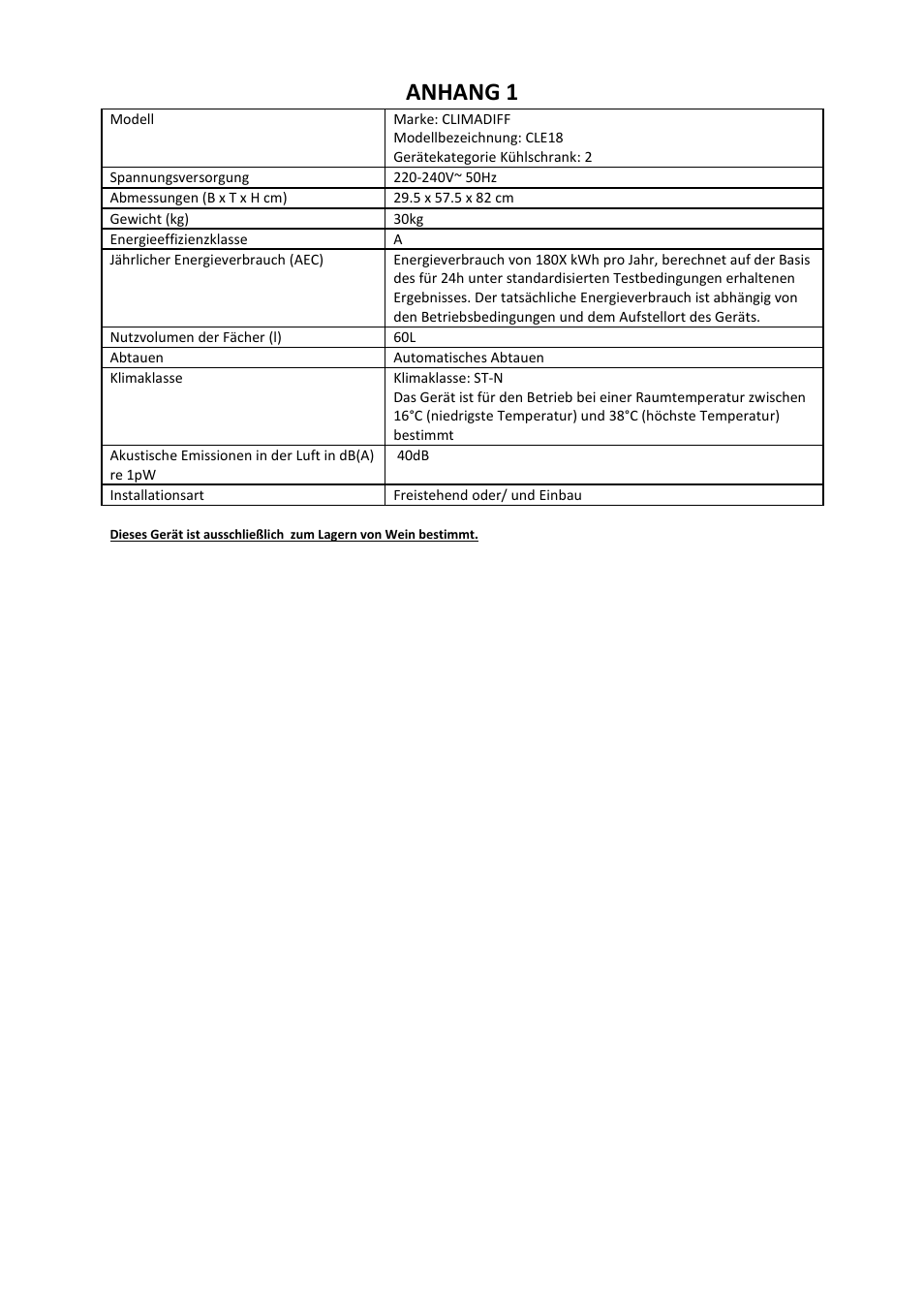 Anhang 1 | Climadiff CLE18- CLE51 User Manual | Page 46 / 77