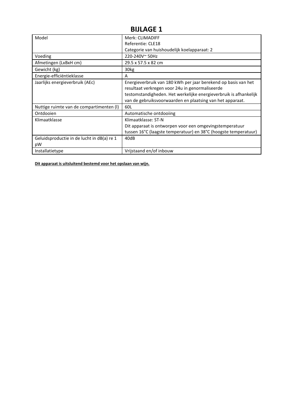 Bijlage 1 | Climadiff CLE18- CLE51 User Manual | Page 61 / 77